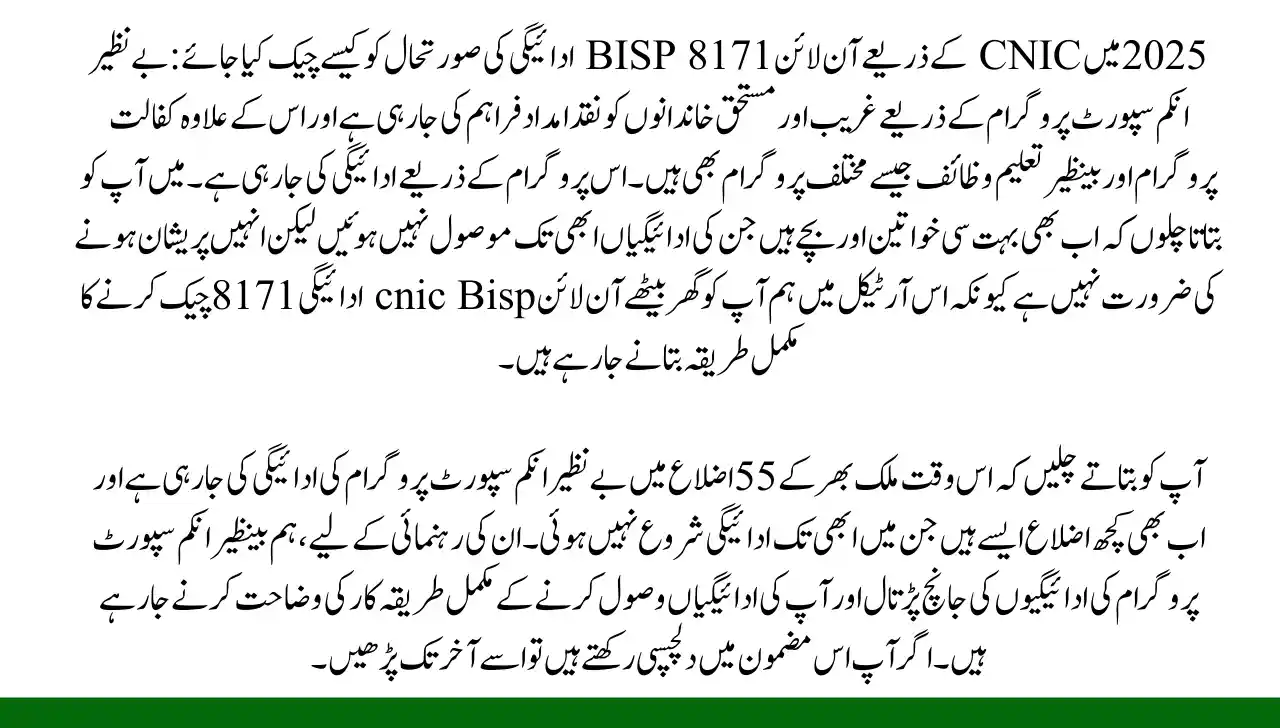 How To Check Online BISP 8171 Payment Status by CNIC In 2025
