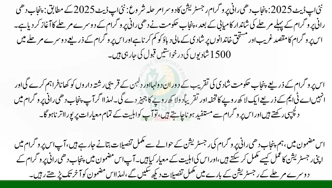 Punjab Dhee Rani Program 2nd Phase Of Registration Started