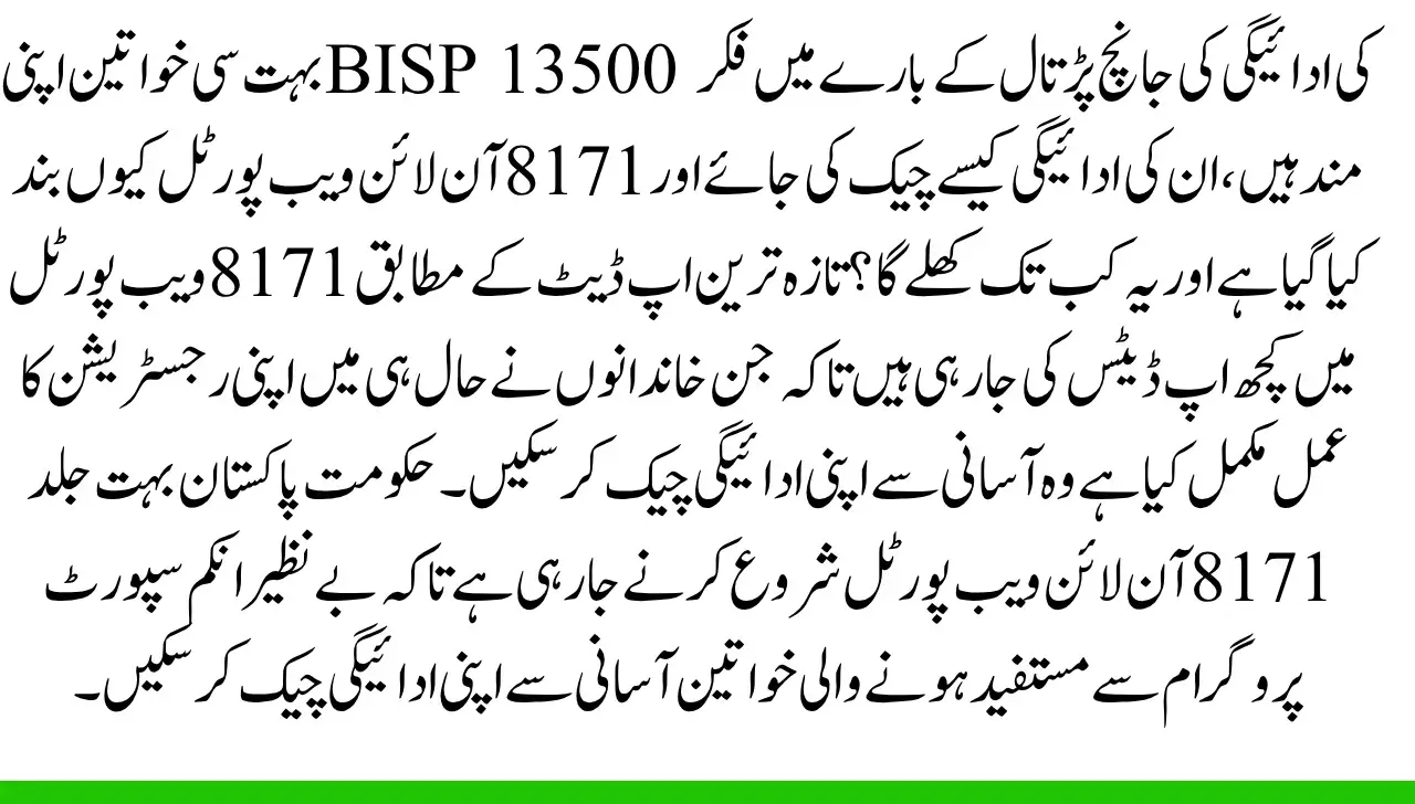 Why 8171 online BISP Portal Not Working